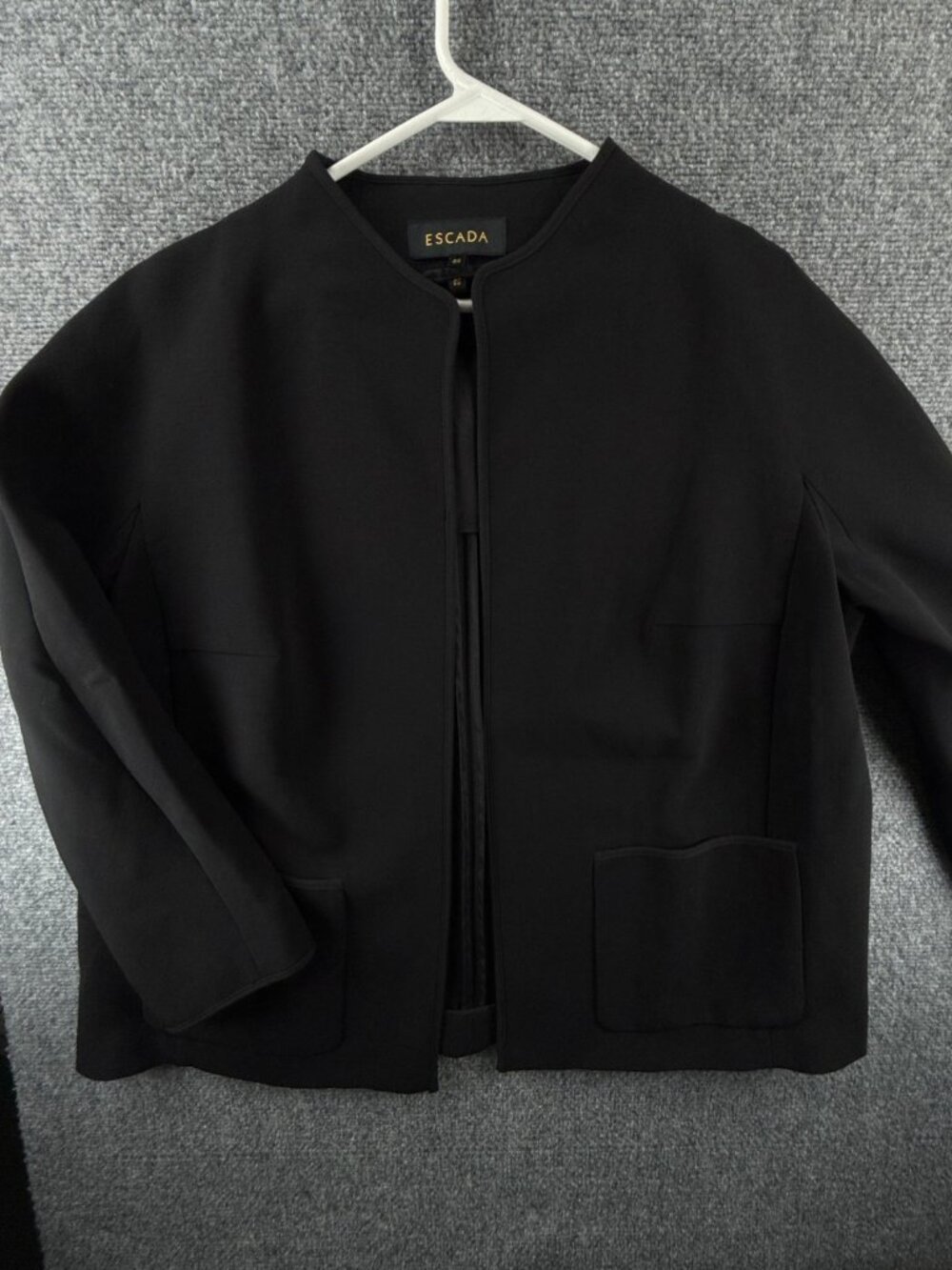 NWOT ESCADA Open Blazer Casual Black Romania #5024625 Size 44 Ladies Wool Blend